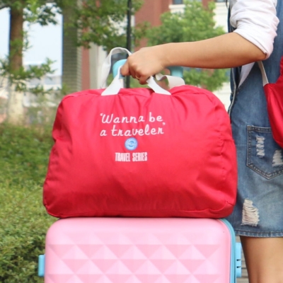 《JMALL》高雅時尚輕便防潑水摺疊手提旅行袋(適用行李箱拉桿)