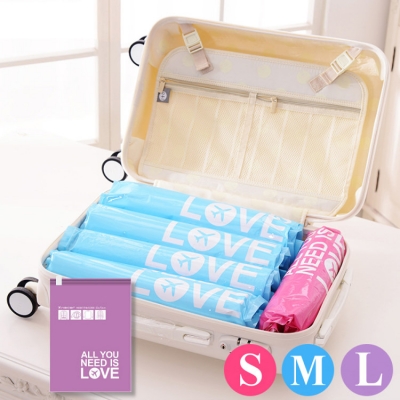 《JMALL》大型韓版粉彩旅行衣物收納手卷式壓縮袋(淡紫)