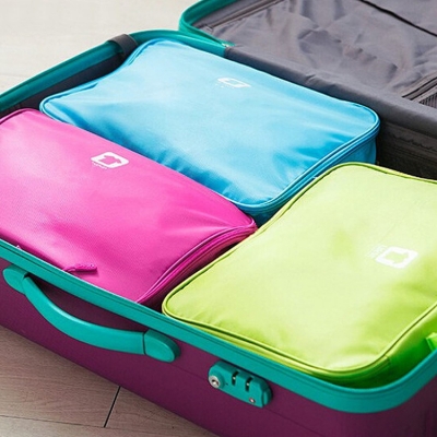 《JMALL》時尚典雅防潑水雙層手提旅行衣物收納袋/行李箱整理袋