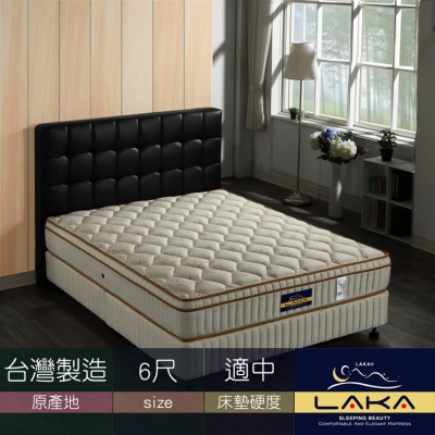 【LAKA】三線高蓬度涼感紗蜂巢式獨立筒床墊(Good night系列)雙人加大6尺