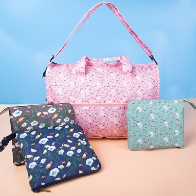 《WEEKEIGHT》行李箱拉桿適用 時尚高質感防潑水斜紋布多功能可褶疊手提旅行袋/購物袋