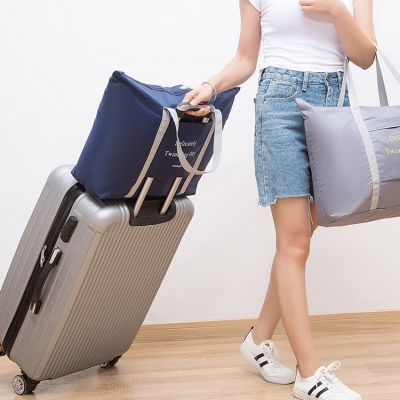 《WEEKEIGHT》行李拉桿適用 輕巧時尚大容量多功能可褶疊收納手提旅行袋/行李拉桿包/購物袋