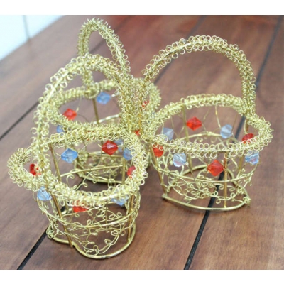 《JMALL》愛心形狀黃金色金屬手工裝飾籃/小飾品收納籃(3入組)