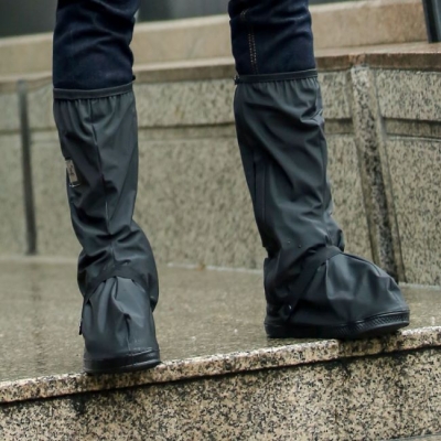 《JMALL》都會時尚黑色長筒防水/防雨鞋套