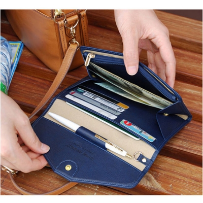 《JMALL》時尚簡約多功能PU仿皮護照包/零錢包